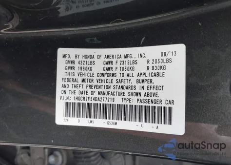 2013 Honda Accord Sport from USA, damaged, VIN 1HGCR2F54DA277219
